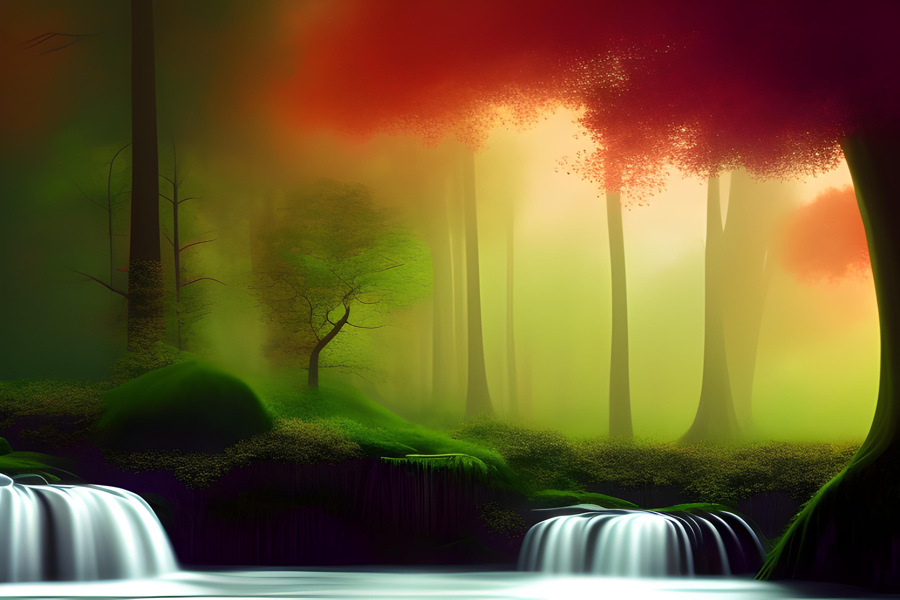 an elegant nature, greeny. going to be night. no animals/humans. just nature